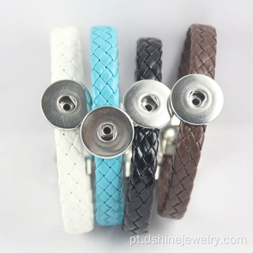 Multi colorido tecido couro Noosa pulseira com botões DIY
